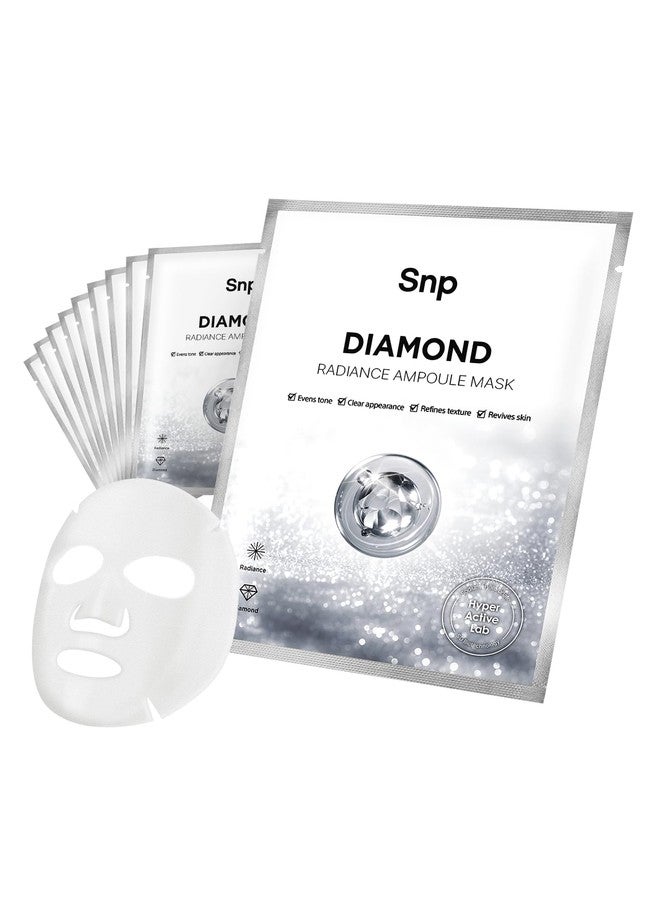 SNP 100% Diamond + 1000mg Hyaluronic Acid Sheet Mask | Tightening, Hydrating, and Nourishing with Real Diamonds for All Oily Skin Types | Korean Face Mask Skincare | Facial Moisturizing | 10 Sheets - Image 1